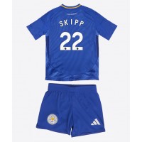 Camisa de Futebol Leicester City Oliver Skipp #22 Equipamento Principal Infantil 2024-25 Manga Curta (+ Calças curtas)